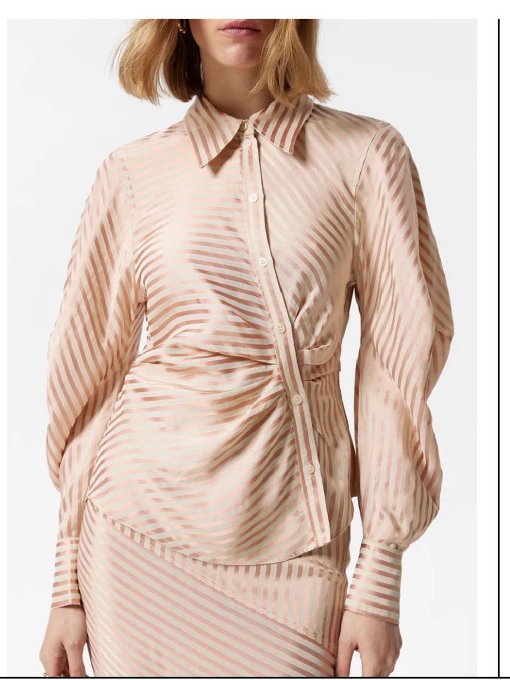 & OTHER STORIES Women’s Asymmetrical Button Up Striped Shirt Size 4